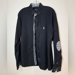 T373- Ralph Lauren Black Button Down Shirt